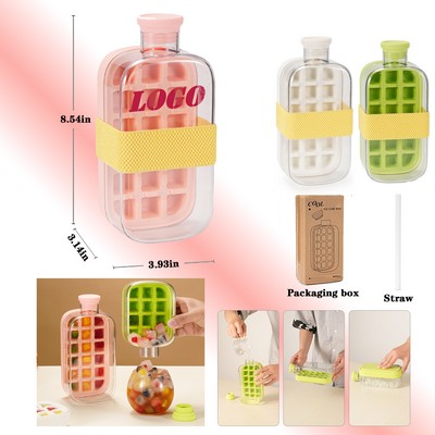 0-Contact Defrosting 27-Ounce Portable Ice Cube Water Bottle