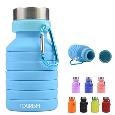 18 Oz Collapsible Water Bottle W/ Carabiner