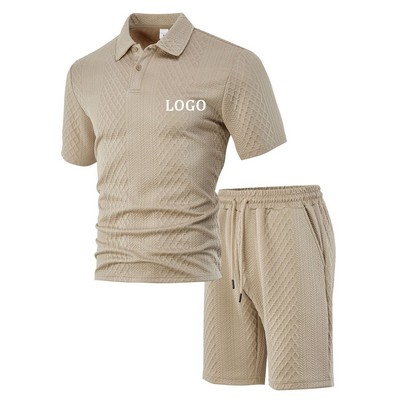 Mens 2 Piece Outfit Polo Shirt and Short Set
