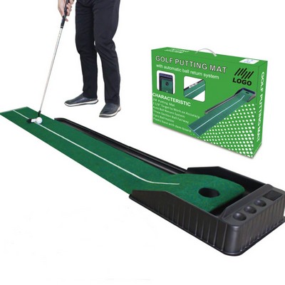 Golf Putting Mat With Ball Return