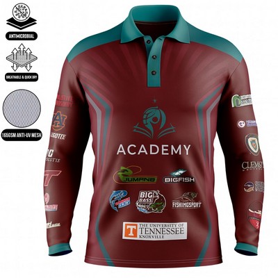 Unisex Long Sleeve Fishing Polo shirt-165G UPF50+ Mesh