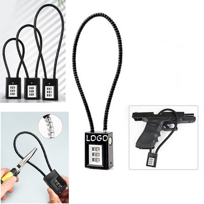 13" 3 Digital Bold Cable Coded Lock Padlock for School Gym Locker Cabinets Toolbox