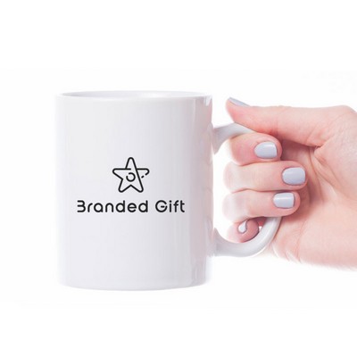 14 oz White Porcelain Coffee Mug with Hanlde