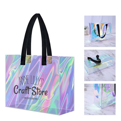 Iridescent Rainbow PVC Shopping Tote Bag