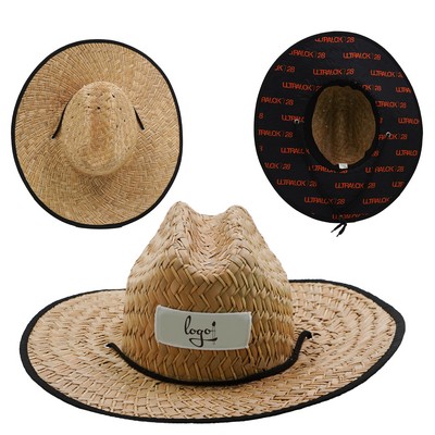 Custom Wide Brim Woven Straw Team Hat