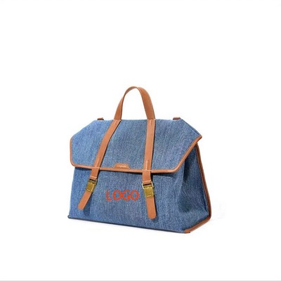 Oversized Denim Work Laptop Backpack