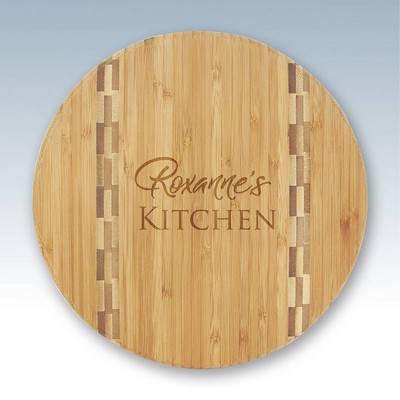 Small Round Checker Bamboo Cutting Board
