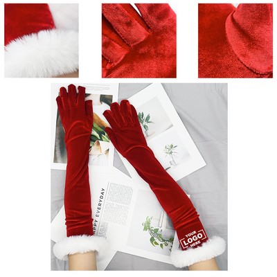 Christmas Satin Gloves for Women Elegant Festive Party Wedding Opera Costume Accessories