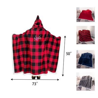 Hooded Cuddle Wrap Blanket Poncho for Comfort