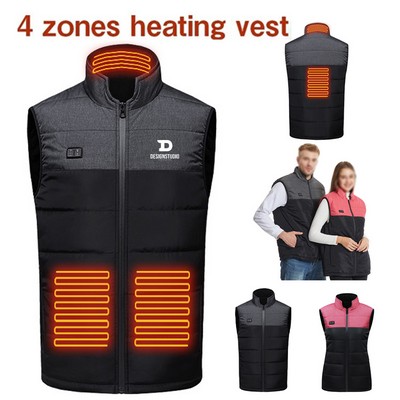 4 Areas Warming Heated Vest Electric USB Unisex