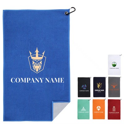11.8''W X 19.7''H 390GSM Golf Towel w/Carabiner