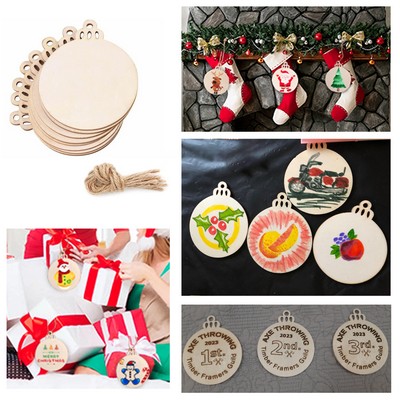 Natural Wood Silces for DIY Crafts Christmas Hanging Tags