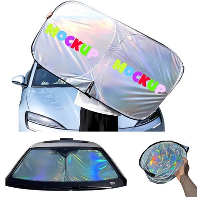 56"L Laser Silver Style Windshield Sun Shade