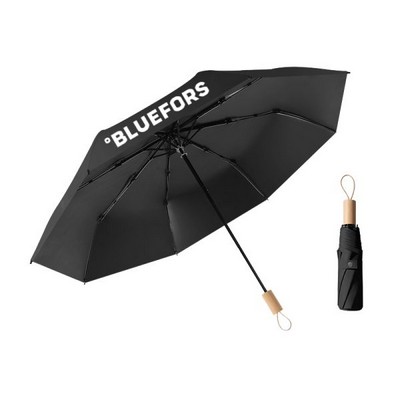 Solid Wood Handle Manual Folding Umbrella