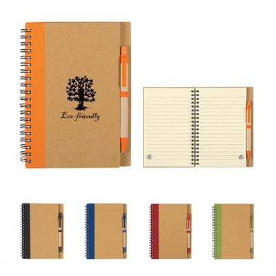 Eco Friendly Spiral Notebook A5 Steno Pads Mini Notepad with Pen in Holder Dual Color