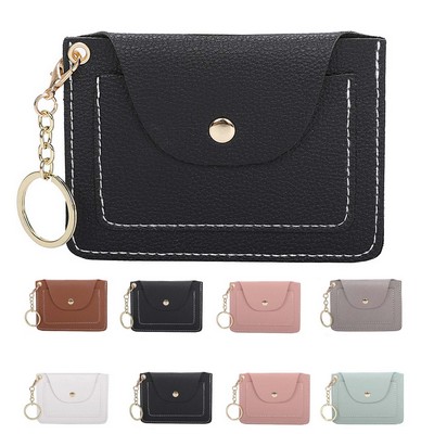PU Coin Pouch Card Holder With Keychain