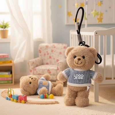 Plush Teddy Bear Keychain With Knitted Sweater