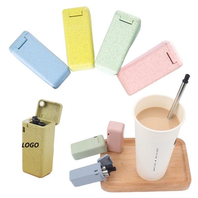Folding Telescopic Straw With Wheat Straw Case