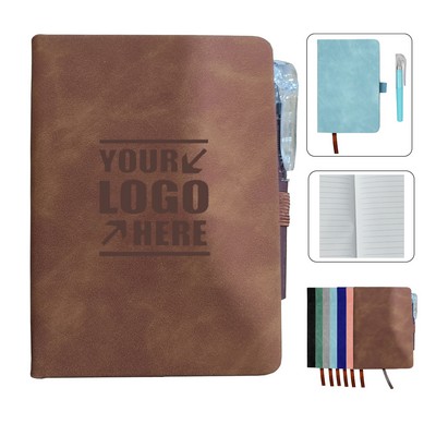 PU Pocket Notebook Journal With Pen