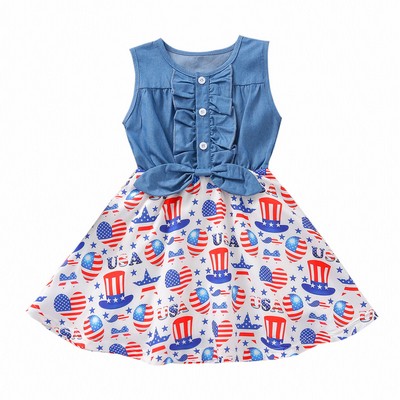 Sleeveless Denim Patchwork Dress