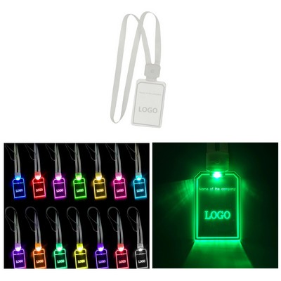 Custom Acrylic 15 Colors Lights Led Luminous ID Card Badge With Lanyard