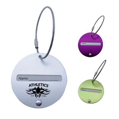Round Aluminum Metal Luggage Tag