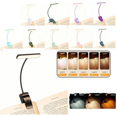 LED Rechargeable Book Light for Reading in Bed Eye Caring 3 Color Temperatures