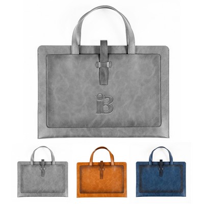 Portable PU Leather Buckle Briefcase