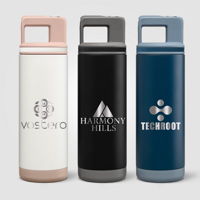 Grosche Alpine Stainless Steel Removable Straw Flip n' Sip Bottle - 20oz - Laser