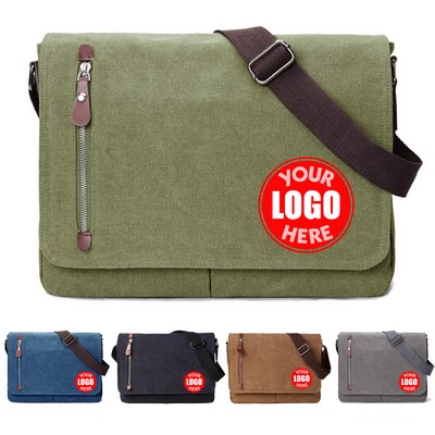 Men Women Vintage Canvas Satchel 13.5" Laptop Bookbag Messenger Travel Shoulder Bag