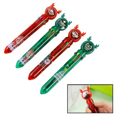 Christmas Glitter 10-color Retractable Ballpoint Pen