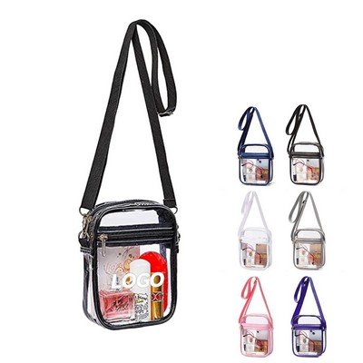 Transparent PVC Crossbody Bag with Front Compartment