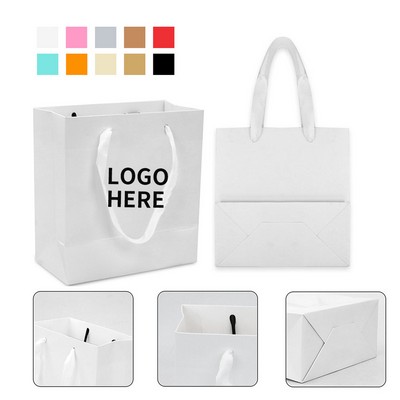 White Card Foil Stamped Handle Bags for Clothing Stores
