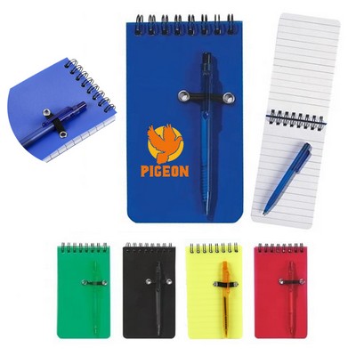 Custom Logo Advertising PP Coil Notebook With Pen