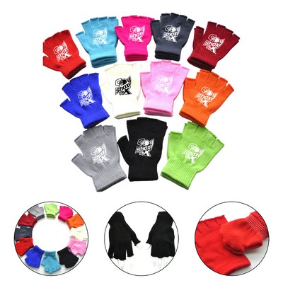 MOQ 10 Winter Warm Acrylic Half Finger Gloves