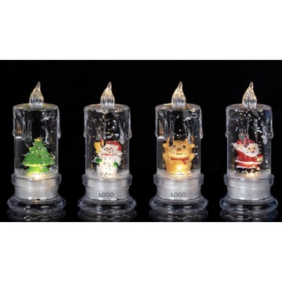 Christmas Water Filled LED Candle Light with Santa and Snowman Design
