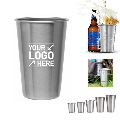 16oz Stackable Beer Cup Stainless Steel Pint (Direct Import)