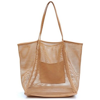 Mesh Beach Tote Bag Single Shoulder Swimming & Travel Clothing/Food Storage Bag