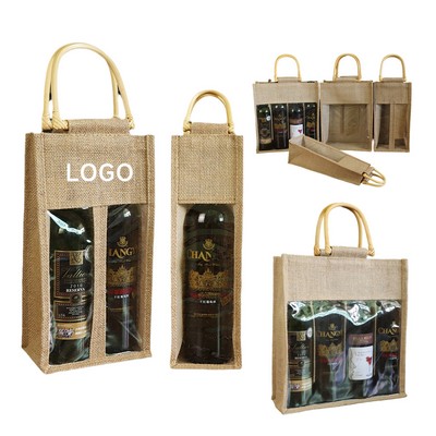 Burlap Wine Bottle Bag