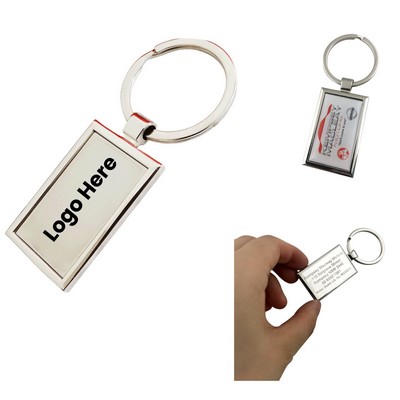 Full Color Domed Rectangle Metal Key Chain
