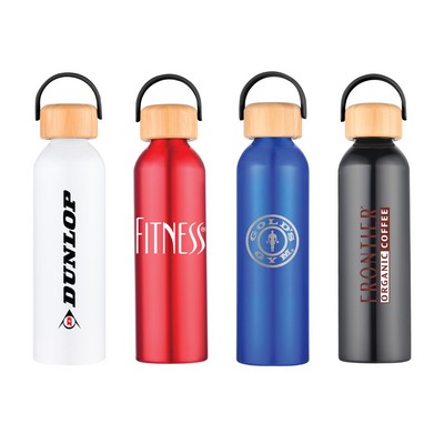 24 oz Recycled Aluminum Bottle with Bamboo Lid