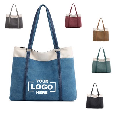Large Capacity Vintage Canvas Tote