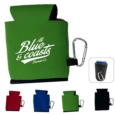 Neoprene Beverage Can Holder with Carabiner Clip