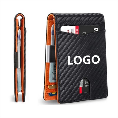 Leather Money Clip Mens RFID Blocking Bifold Wallet