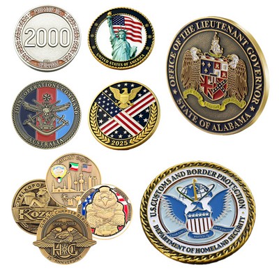 1 15/16" Dia Custom Double Sided Challenge Coins