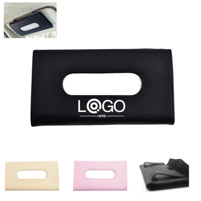 Pu Leather Car Visor Tissue Holder