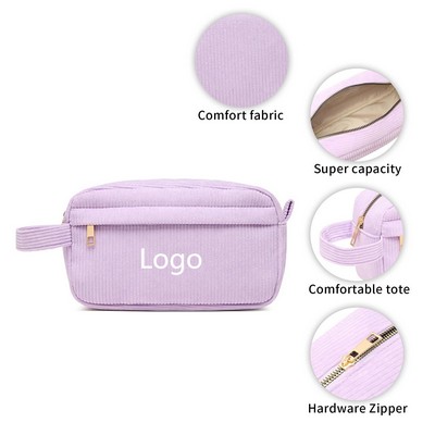 Womens Corduroy Mini Travel Cosmetic Organizer