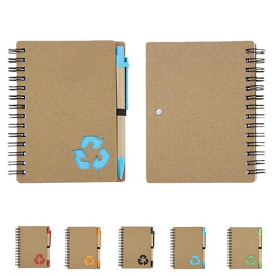 MOQ 13pcs ECO Recyclable Spiral Notebook With Pen