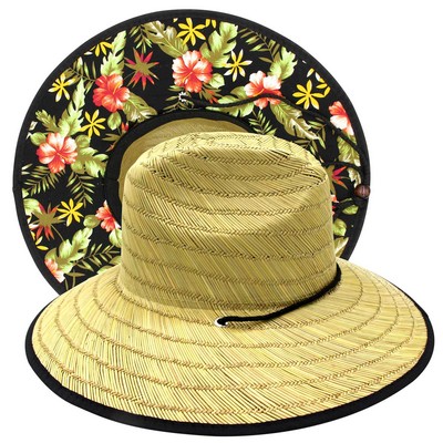 Straw Hat with Digital Underbrim