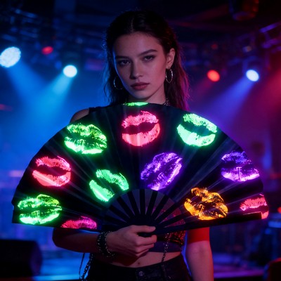 13" Luminous Folding Hand Rave Fan Popping Fan Clack Fan